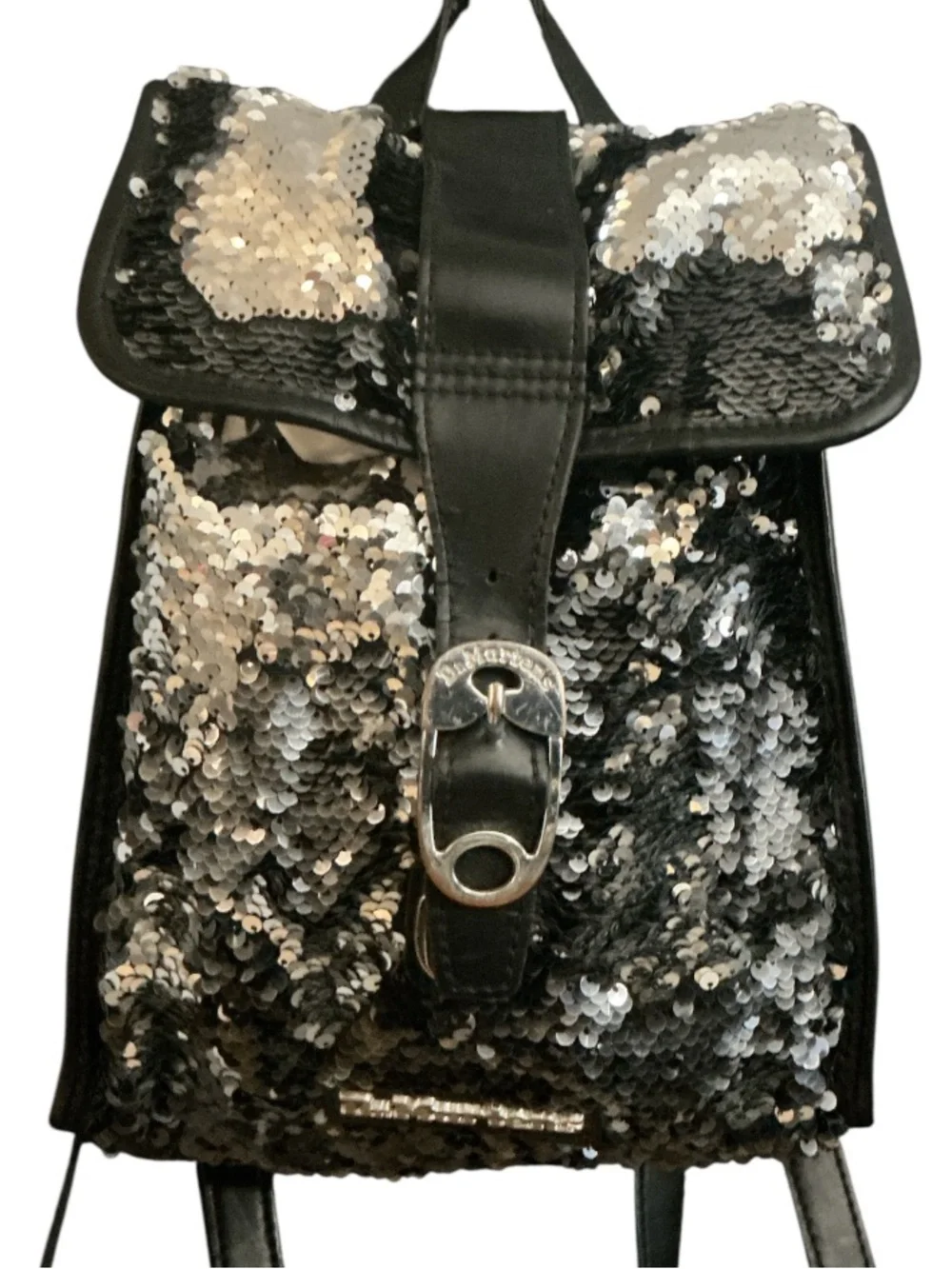 Authentic Dr. Martens designer black & silver Sequin Mini Backpack